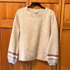 Boden Women’s Striped Sleeve Crewneck Sweater